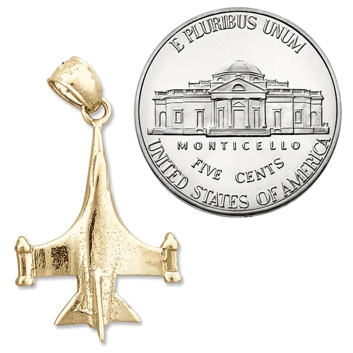 Goldia Charm Necklaces 14K Gold F5 Freedom Fighter Jet Charm