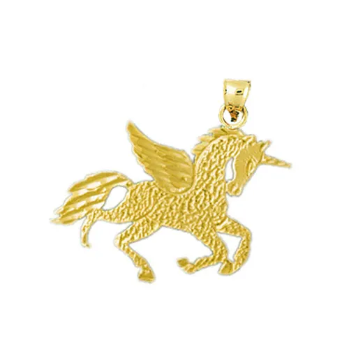 Goldia Charm Necklaces 14K Gold Flying Unicorn Charm