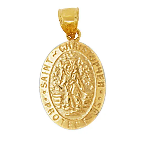 Goldia Charm Necklaces 14K Gold Oval Saint Christopher Charm