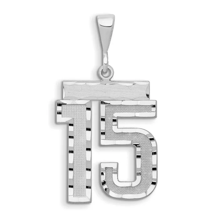 Goldia Charm Necklaces 14k White Goldw Small Brushed Diamondcut Number 15 Charm Goldia Charm Necklaces 14k White Goldw Small Brushed Diamondcut Number 15 Charm