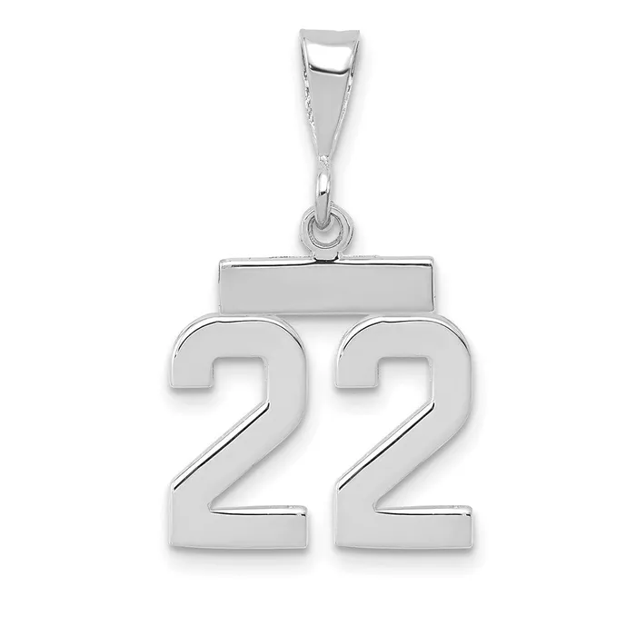 Goldia Charm Necklaces 14k White Goldw Small Polished Number 22 Charm