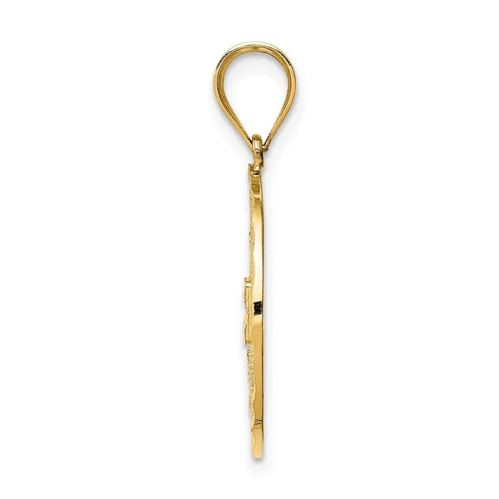 Goldia Charm Necklaces 14k Yellow Gold Fancy Filigree Diamond Cut Charm