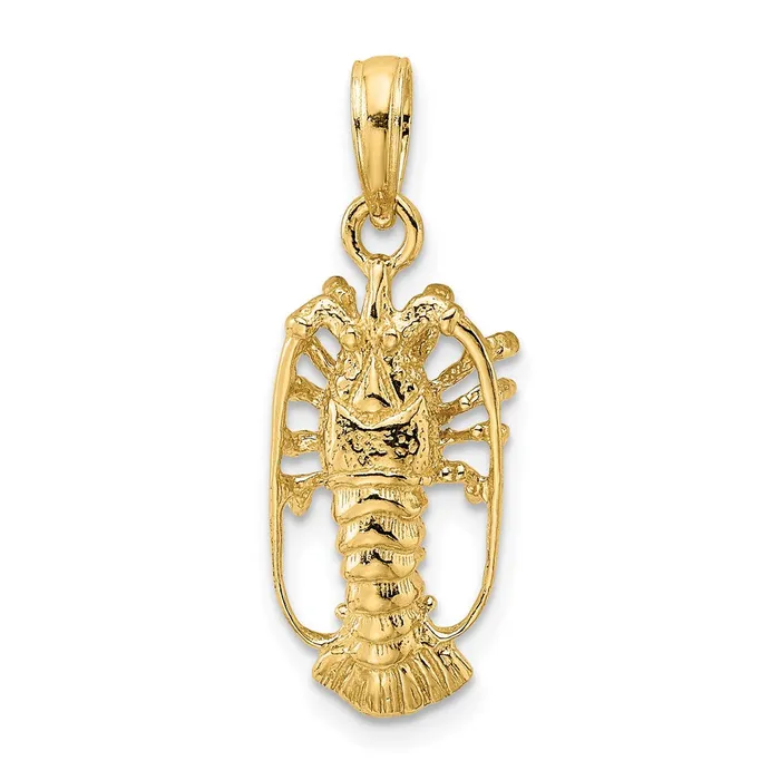 Goldia Charm Necklaces 14k Yellow Gold Florida Lobster with Out Claws Charm