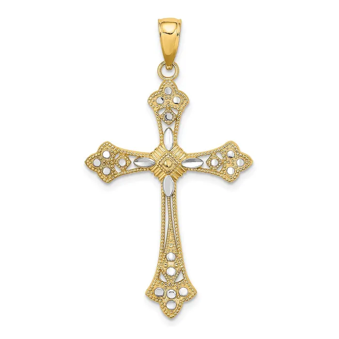 Goldia Charm Necklaces 14k Yellow u0026 Rhodium Gold W Rhodium DC Edges Cross Charm Goldia Charm Necklaces 14k Yellow u0026 Rhodium Gold W Rhodium DC Edges Cross Charm