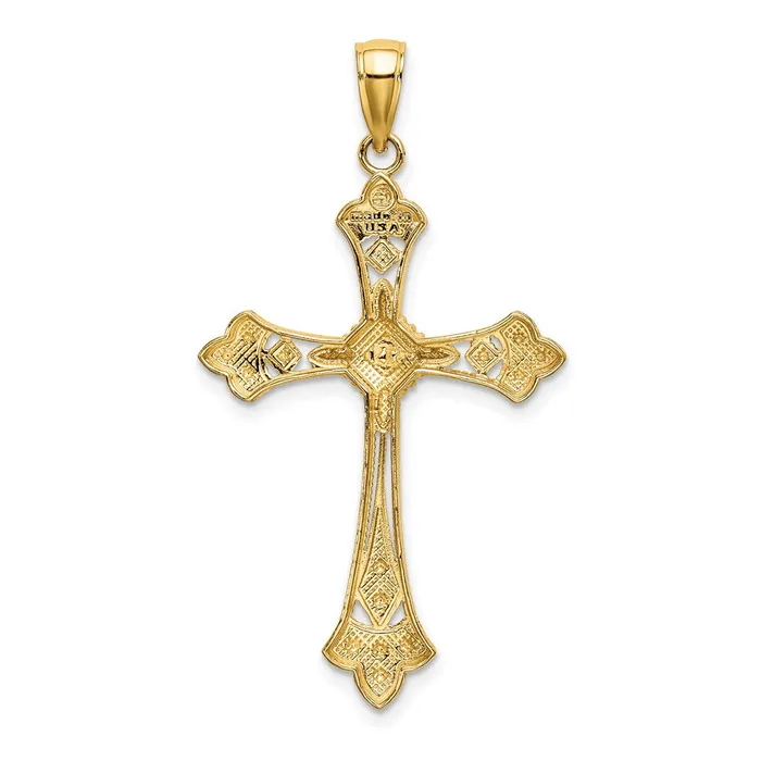 Goldia Charm Necklaces 14k Yellow u0026 Rhodium Gold W Rhodium DC Edges Cross Charm