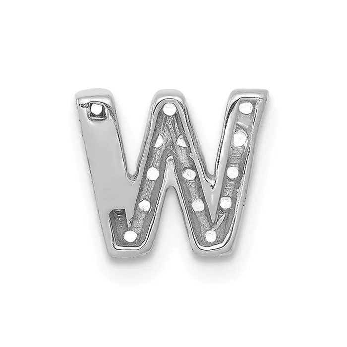 Goldia Charm Necklaces Solid 14k White Gold Simulated CZ Letter W Initial Charm