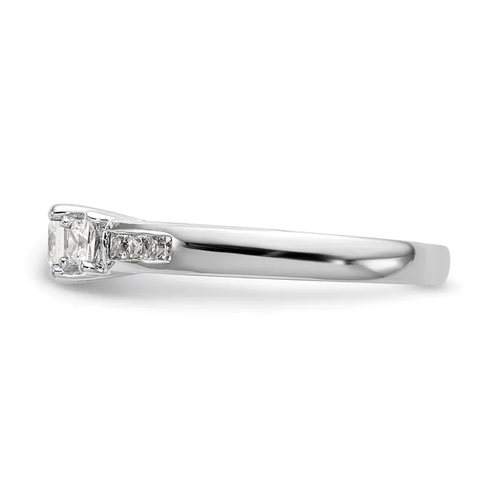 Goldiacom 14K White Gold 3 Stone Simulated Diamond Engagement Ring Rings