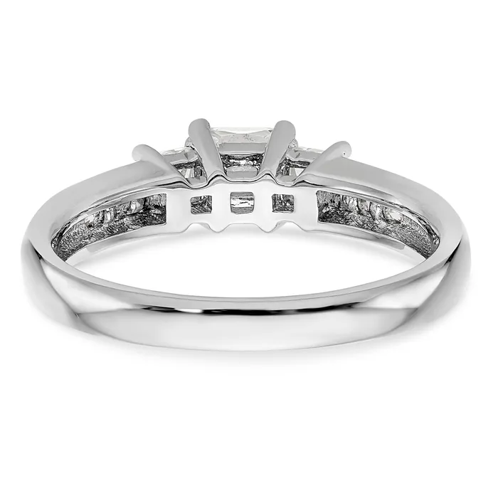 Goldiacom 14K White Gold 3 Stone Simulated Diamond Engagement Ring Rings