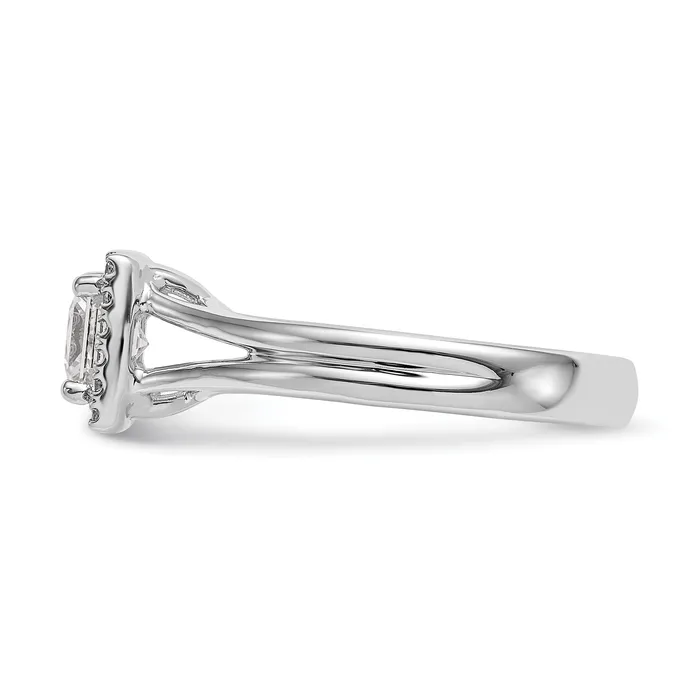 Goldiacom 14kw Princess Halo Simulated Diamond Split Shank Engagement Ring Rings