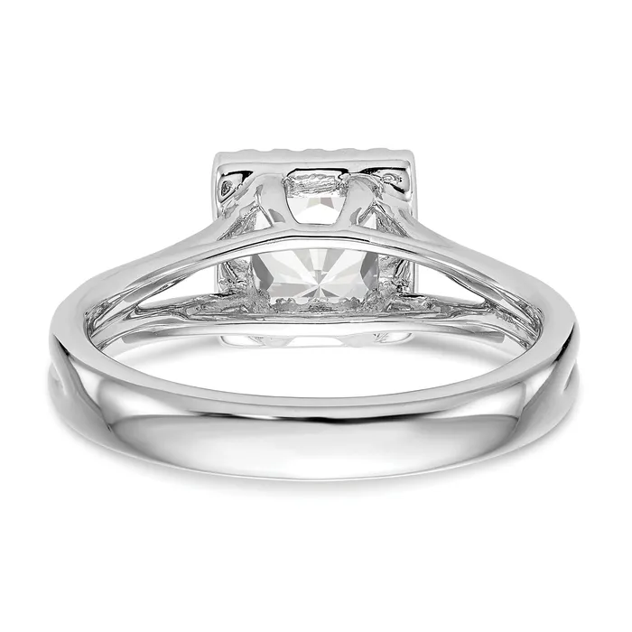 Goldiacom 14kw Princess Halo Simulated Diamond Split Shank Engagement Ring Rings