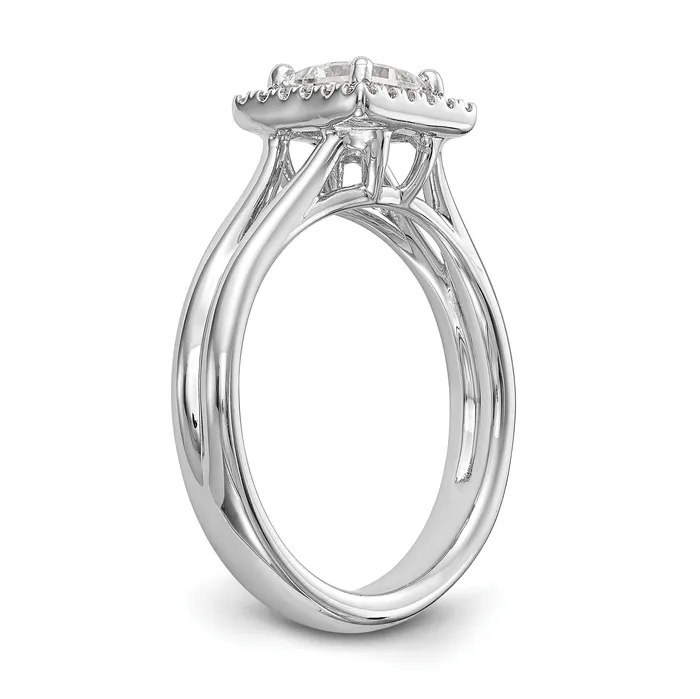 Goldiacom 14kw Princess Halo Simulated Diamond Split Shank Engagement Ring Rings