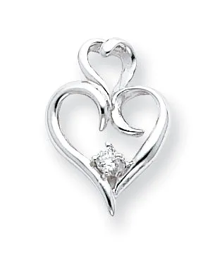 Goldiacom Necklaces 14k White Gold A Diamond heart pendant