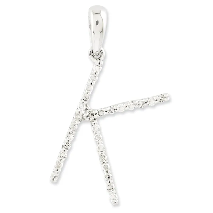 Goldiacom Necklaces 14k White Gold Diamond Initial K Pendant