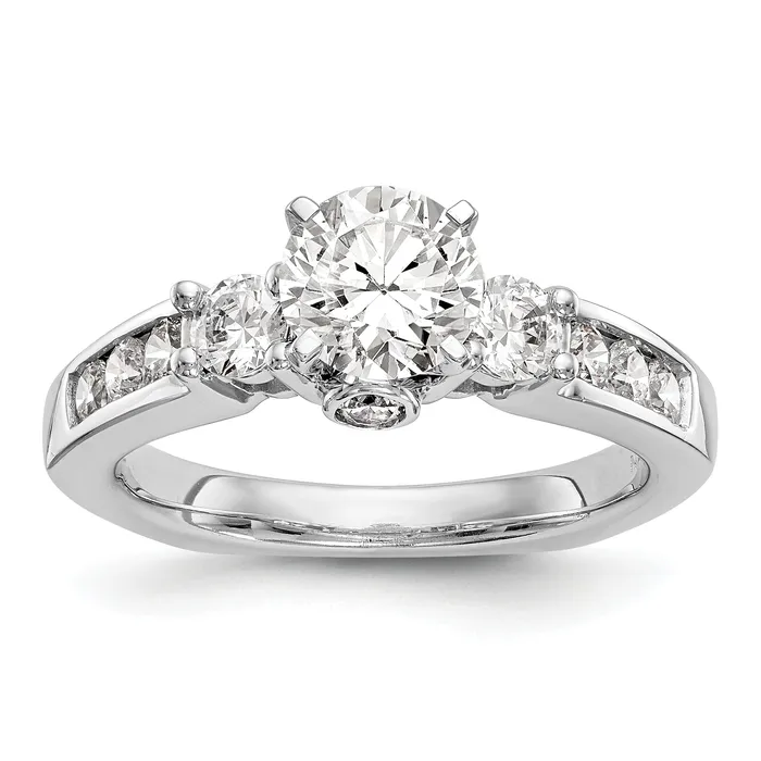 Goldiacom Rings 14K White Gold 3 Stone Simulated Diamond Engagement Ring