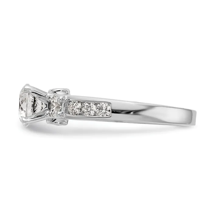 Goldiacom Rings 14K White Gold 3 Stone Simulated Diamond Engagement Ring