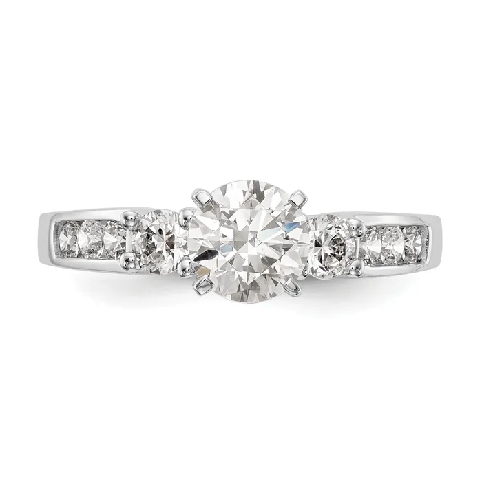 Goldiacom Rings 14K White Gold 3 Stone Simulated Diamond Engagement Ring