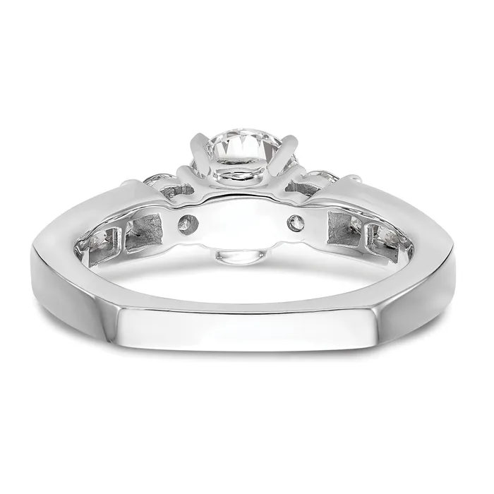 Goldiacom Rings 14K White Gold 3 Stone Simulated Diamond Engagement Ring
