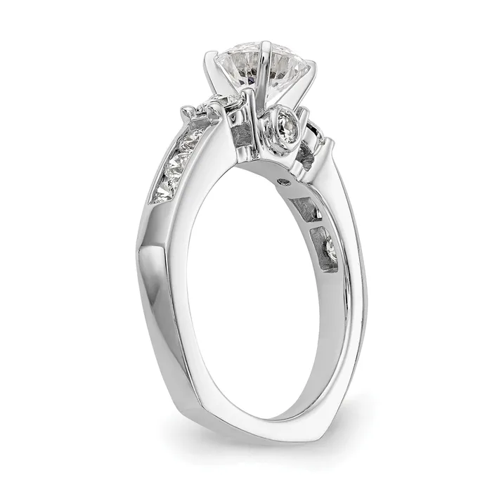Goldiacom Rings 14K White Gold 3 Stone Simulated Diamond Engagement Ring