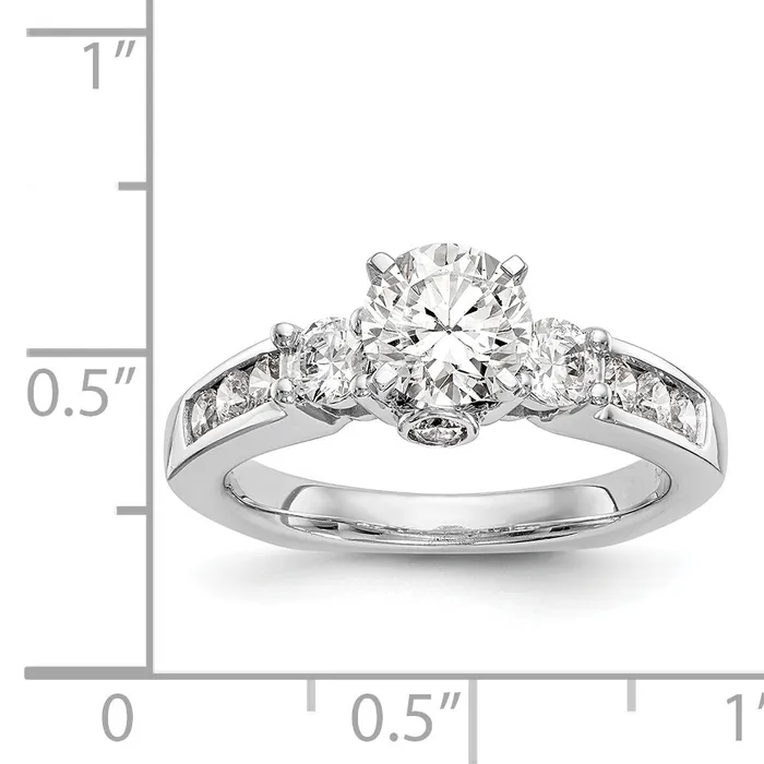 Goldiacom Rings 14K White Gold 3 Stone Simulated Diamond Engagement Ring