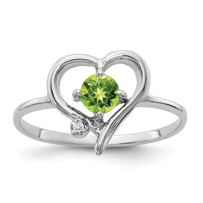 Goldiacom Rings 14k White Gold 4mm Peridot A Real Diamond ring