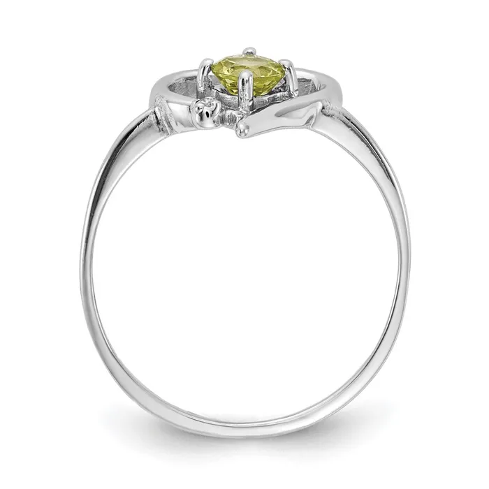 Goldiacom Rings 14k White Gold 4mm Peridot A Real Diamond ring