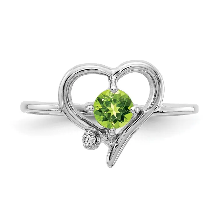 Goldiacom Rings 14k White Gold 4mm Peridot A Real Diamond ring