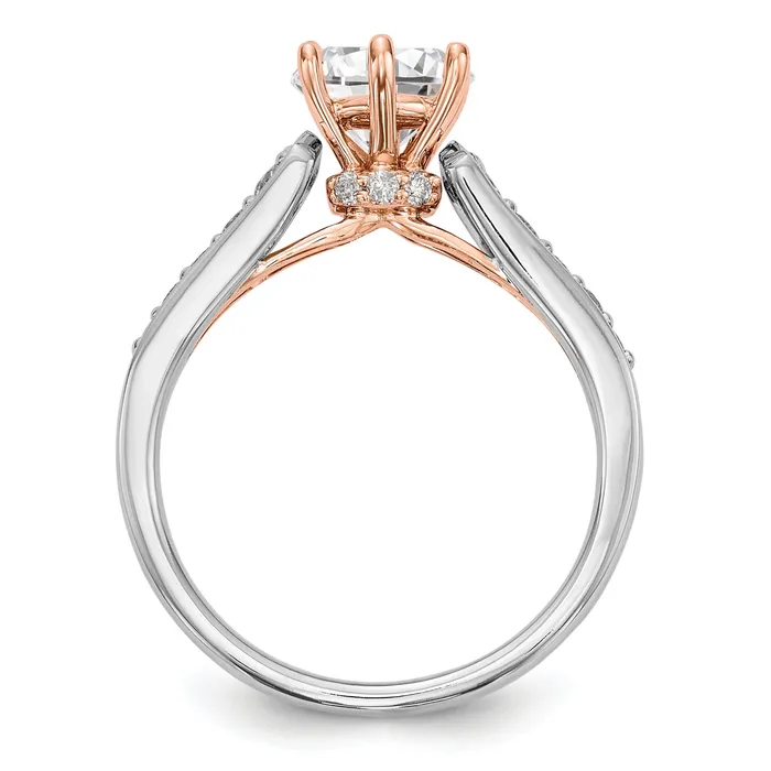 Goldiacom Rings 14K White Gold and Rose Simulated Diamond Engagement Ring