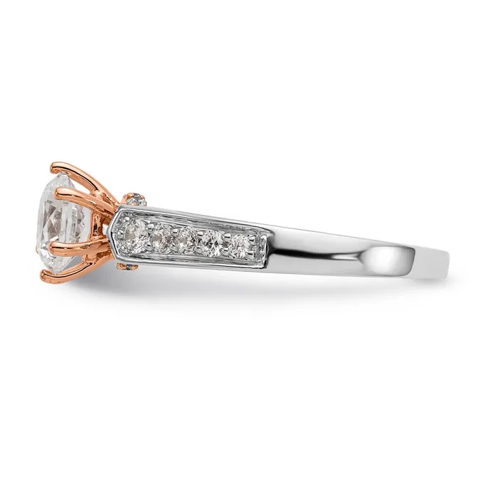 Goldiacom Rings 14K White Gold and Rose Simulated Diamond Engagement Ring