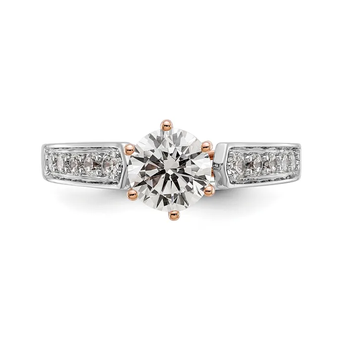 Goldiacom Rings 14K White Gold and Rose Simulated Diamond Engagement Ring
