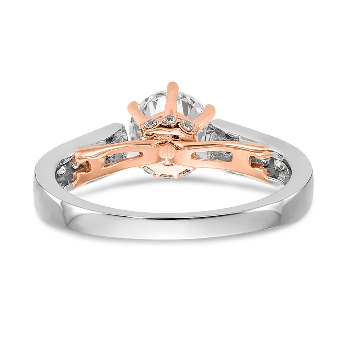 Goldiacom Rings 14K White Gold and Rose Simulated Diamond Engagement Ring