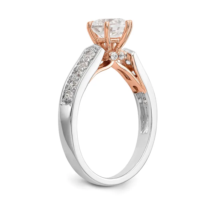 Goldiacom Rings 14K White Gold and Rose Simulated Diamond Engagement Ring