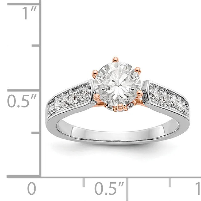 Goldiacom Rings 14K White Gold and Rose Simulated Diamond Engagement Ring