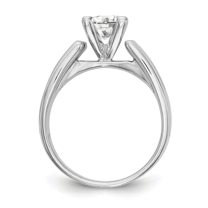 Goldiacom Rings 14K White Gold Diamond Peg Set CZ Engagement Ring