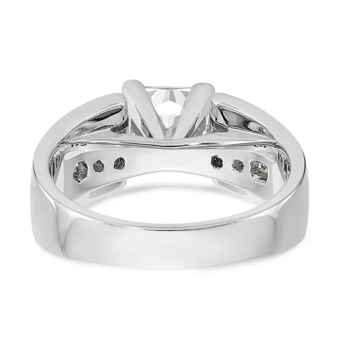 Goldiacom Rings 14K White Gold Diamond Peg Set CZ Engagement Ring