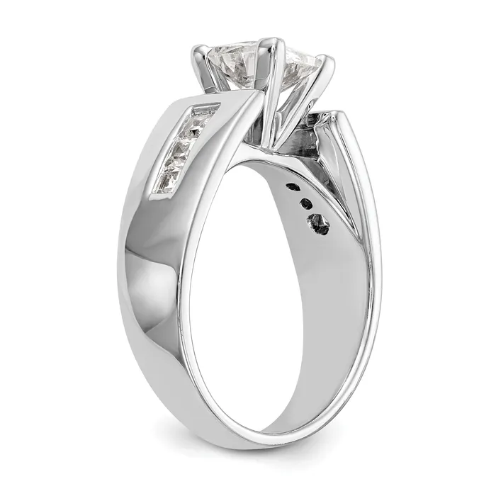 Goldiacom Rings 14K White Gold Diamond Peg Set CZ Engagement Ring