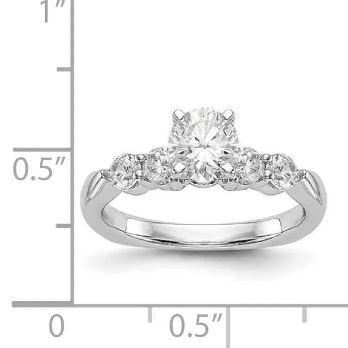 Goldiacom Rings 14K White Gold Diamond Peg Set CZ Engagement Ring