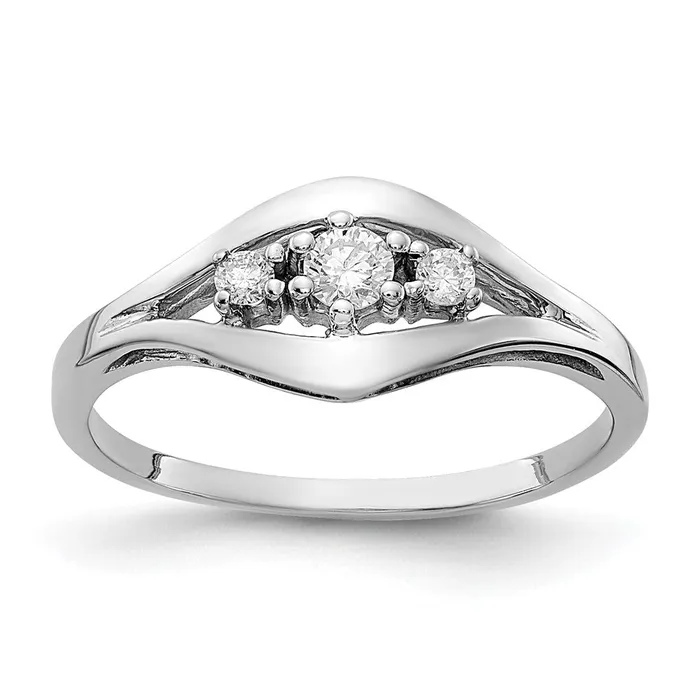 Goldiacom Rings 14k White Gold Polished AA Real Diamond Ring