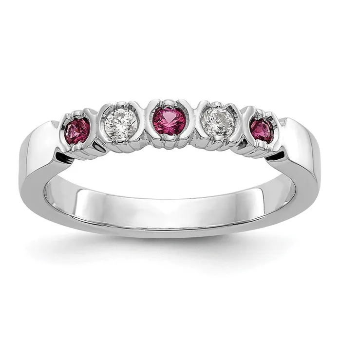 Goldiacom Rings 14k White Gold Real Diamond wRuby Band
