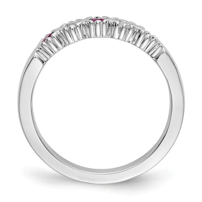 Goldiacom Rings 14k White Gold Real Diamond wRuby Band