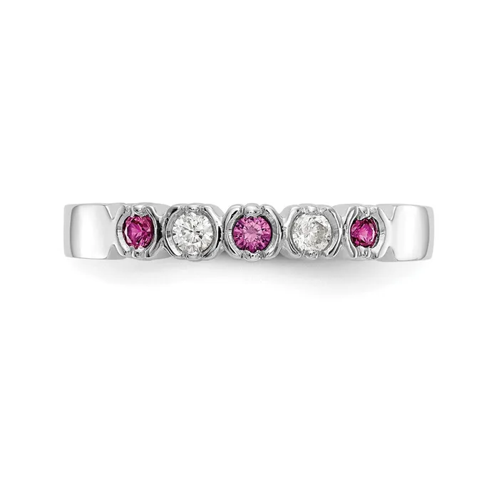 Goldiacom Rings 14k White Gold Real Diamond wRuby Band