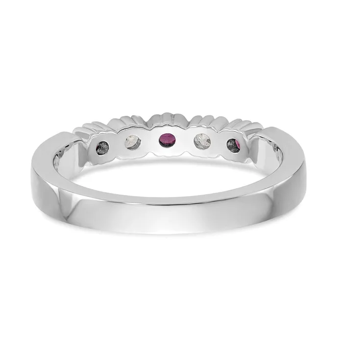 Goldiacom Rings 14k White Gold Real Diamond wRuby Band