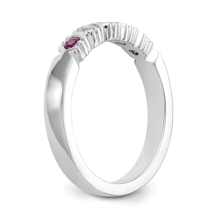 Goldiacom Rings 14k White Gold Real Diamond wRuby Band