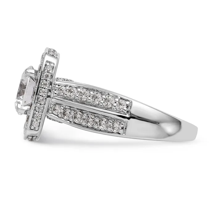 Goldiacom Rings 14kw Peg Set Simulated Diamond Cushion Halo Engagement Ring