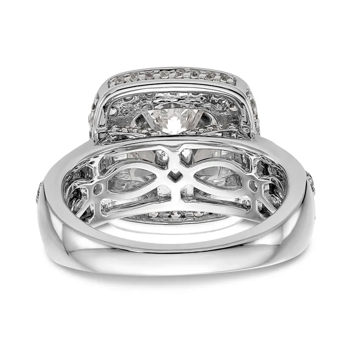 Goldiacom Rings 14kw Peg Set Simulated Diamond Cushion Halo Engagement Ring