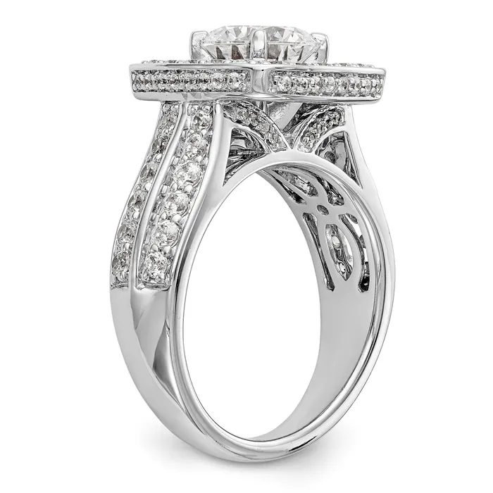 Goldiacom Rings 14kw Peg Set Simulated Diamond Cushion Halo Engagement Ring