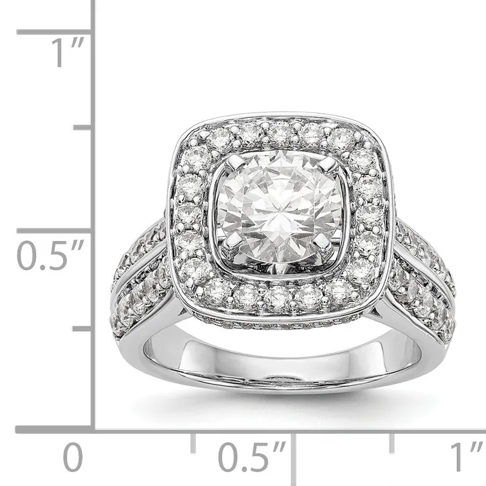 Goldiacom Rings 14kw Peg Set Simulated Diamond Cushion Halo Engagement Ring