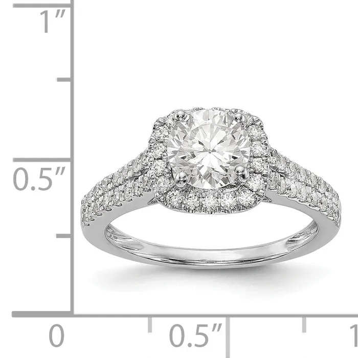 Goldiacom Rings 14kw Peg Set Simulated Diamond Cushion Halo Engagement Ring