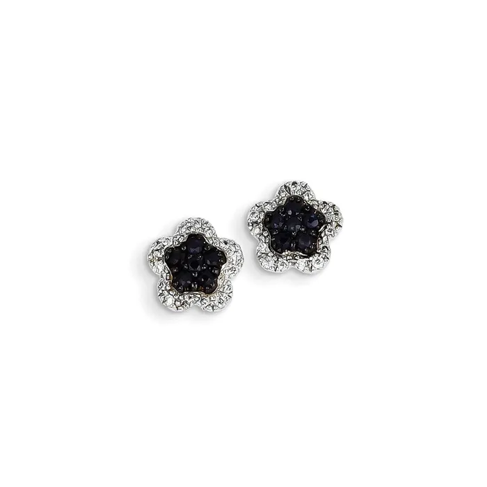Goldia Earrings 14K White Gold Real Diamond u0026 Sapphire Flower Post Earrings Goldia Earrings 14K White Gold Real Diamond u0026 Sapphire Flower Post Earrings
