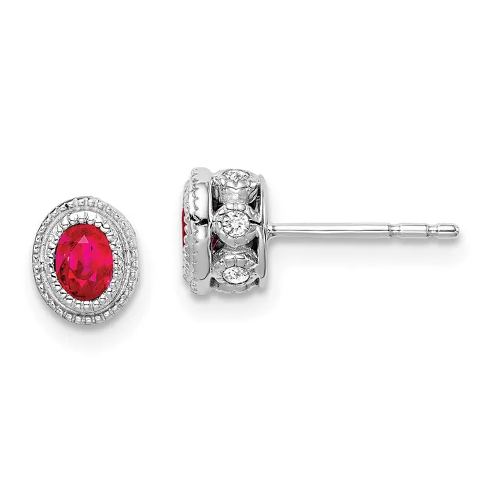 Goldia Earrings 14k White Gold Ruby and Real Diamond Earrings