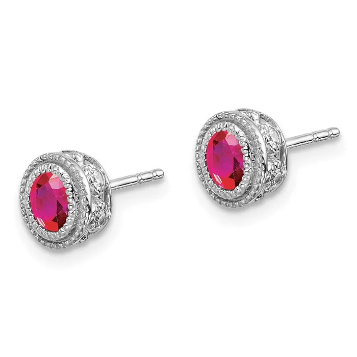 Goldia Earrings 14k White Gold Ruby and Real Diamond Earrings